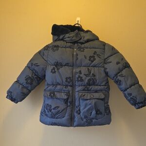 Kensie Girl Blue Floral Puffer Jacket